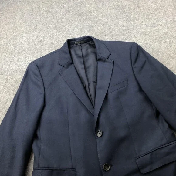 Hugo Boss Blazer Mens 38S Navy Virgin Wool Two Button Suit Jacket Sport Coat